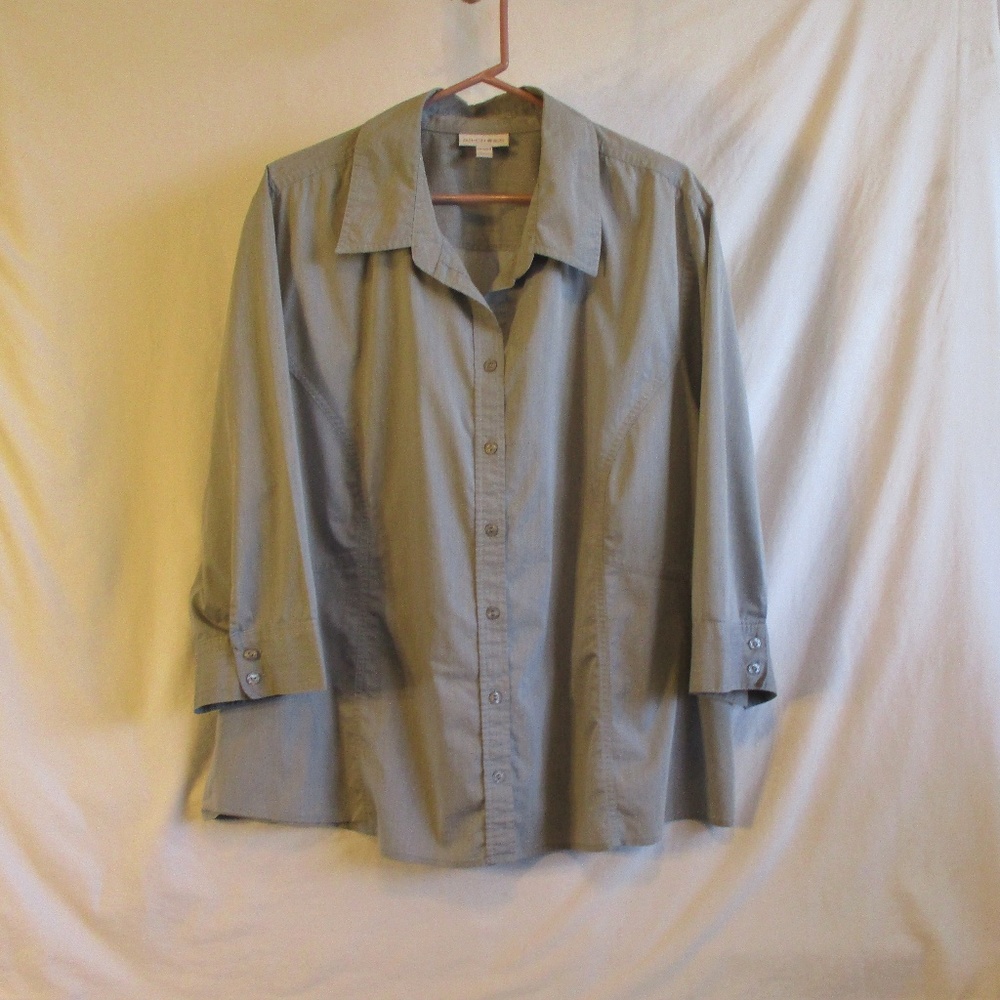 New Grey Button Down Office Blouse